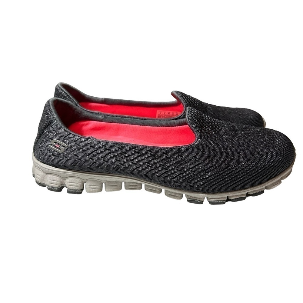 Skechers Charcoal Gray Knit Memory Foam Women’s Comfort Shoes Flats Sz 6 - Picture 2 of 6